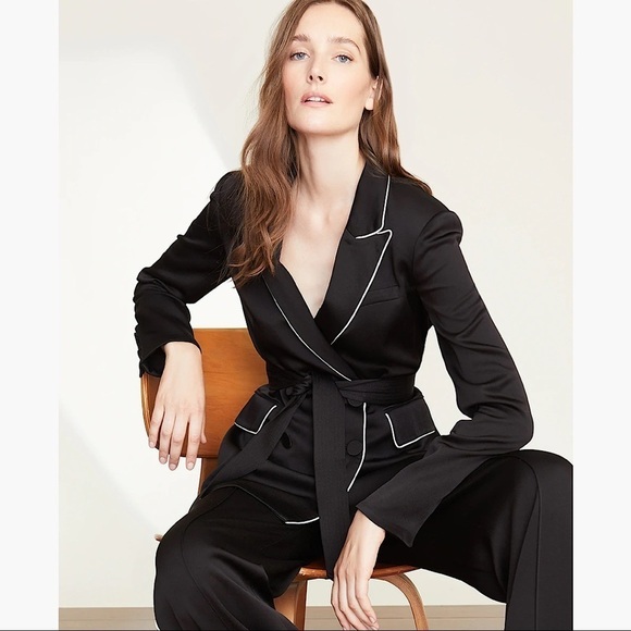 NWT Veronica Beard Eiza Satin Jacket/Blazer with Cinched Belt (Black Tie Ready)